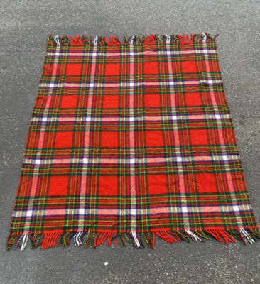 Connemara Foxford Rug Vintage 100% Wool Plaid Stadium Throw Blanket ...