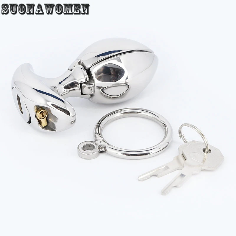 Opening Stainless Steel Metal Ass Plug Anal Trainer Buttplug Lock Asslock SexToy - Image 4 of 4