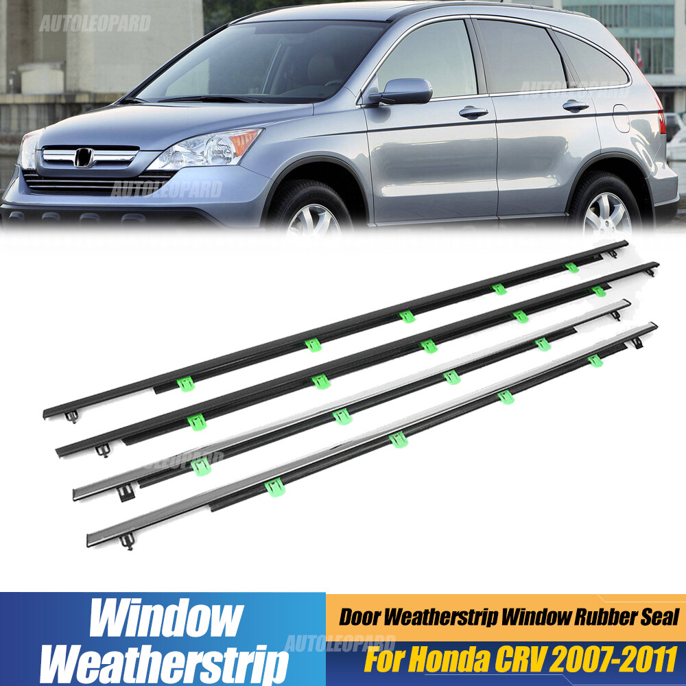 For Accord 2008-2012 Chrome Weatherstrip Window Moulding Trim Seal Belt 4PCS