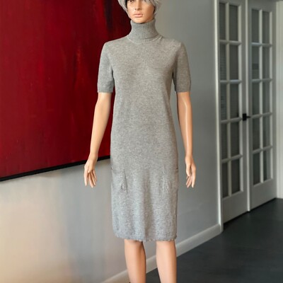 MALO gray cashmere dress with short sleeves size 44 Made in Italy | eBay