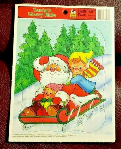 Golden Books SANTA'S MERRY RIDE Frame-Tray Puzzle 8279-25 - 8¼" x 11" - New - Picture 3 of 3