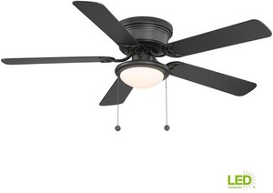 52 In Led Indoor Ceiling Fan Black Low Profile Flush Mount Frosted