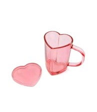 Valentine's Day Heart Mug 2025 Pink Glass Mug Heart Shaped W/ Lid 11oz Gift