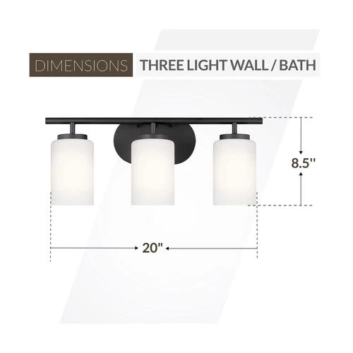 41162-112 Oslo Three - Light Wall/Bath Vanity Style Fixture, Midnight Black - Picture 2 of 2