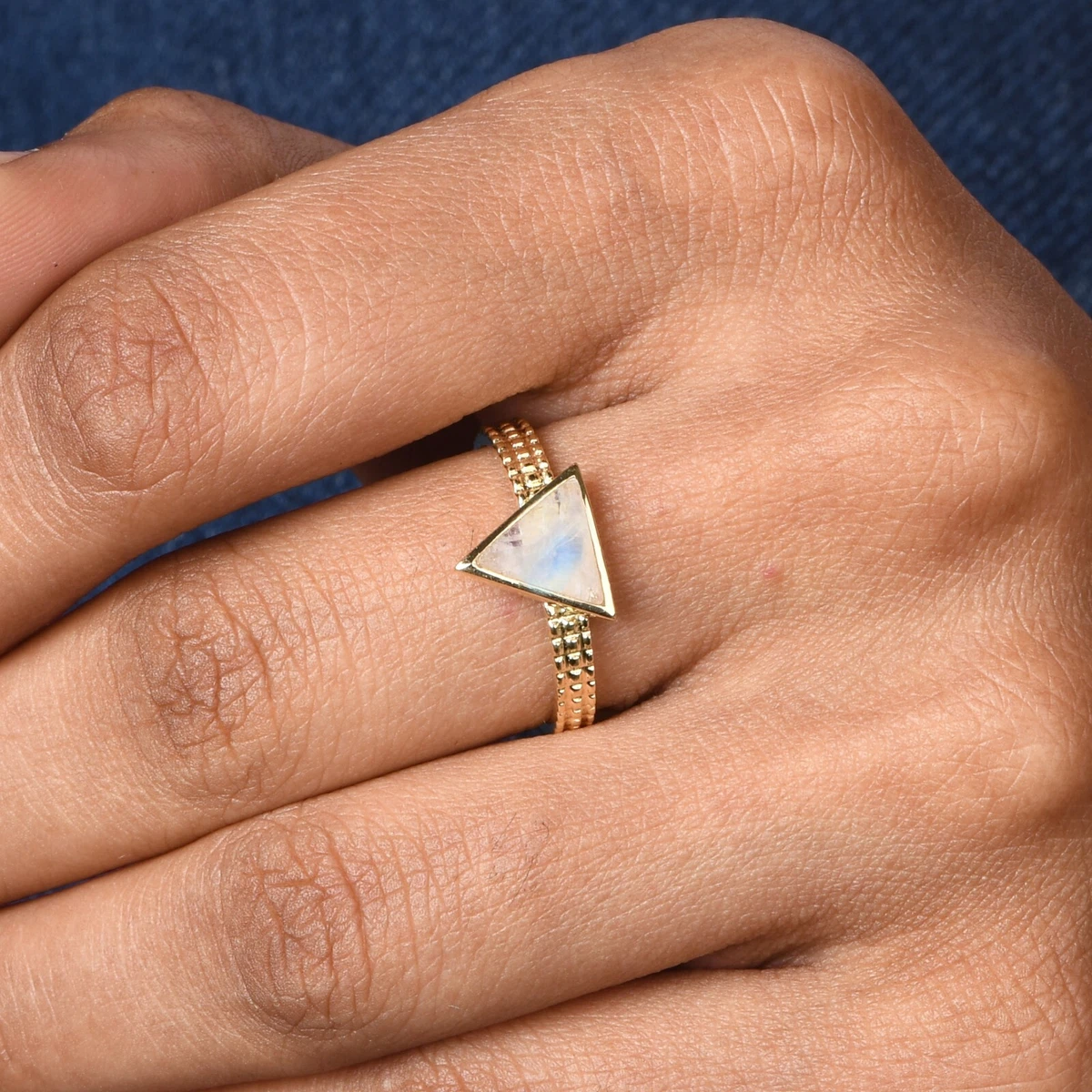 Triangle moonstone ring deals