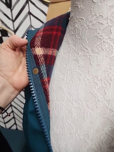 Vintage Women's Woolrich Wool Lined Chore Jacket USA Made Sz Small Green Plaid - Picture 2 of 12