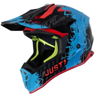Helm Cross Enduro JUST1 J-38 MASK NERO BLU ROSSO LUCIDO