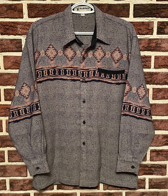 playboy dress shirt NOS!! Vtg 70s PLAYBOY Silky RAYON Soft BUTTON DOWN Dress Shirt Mens LARGE  Disco
