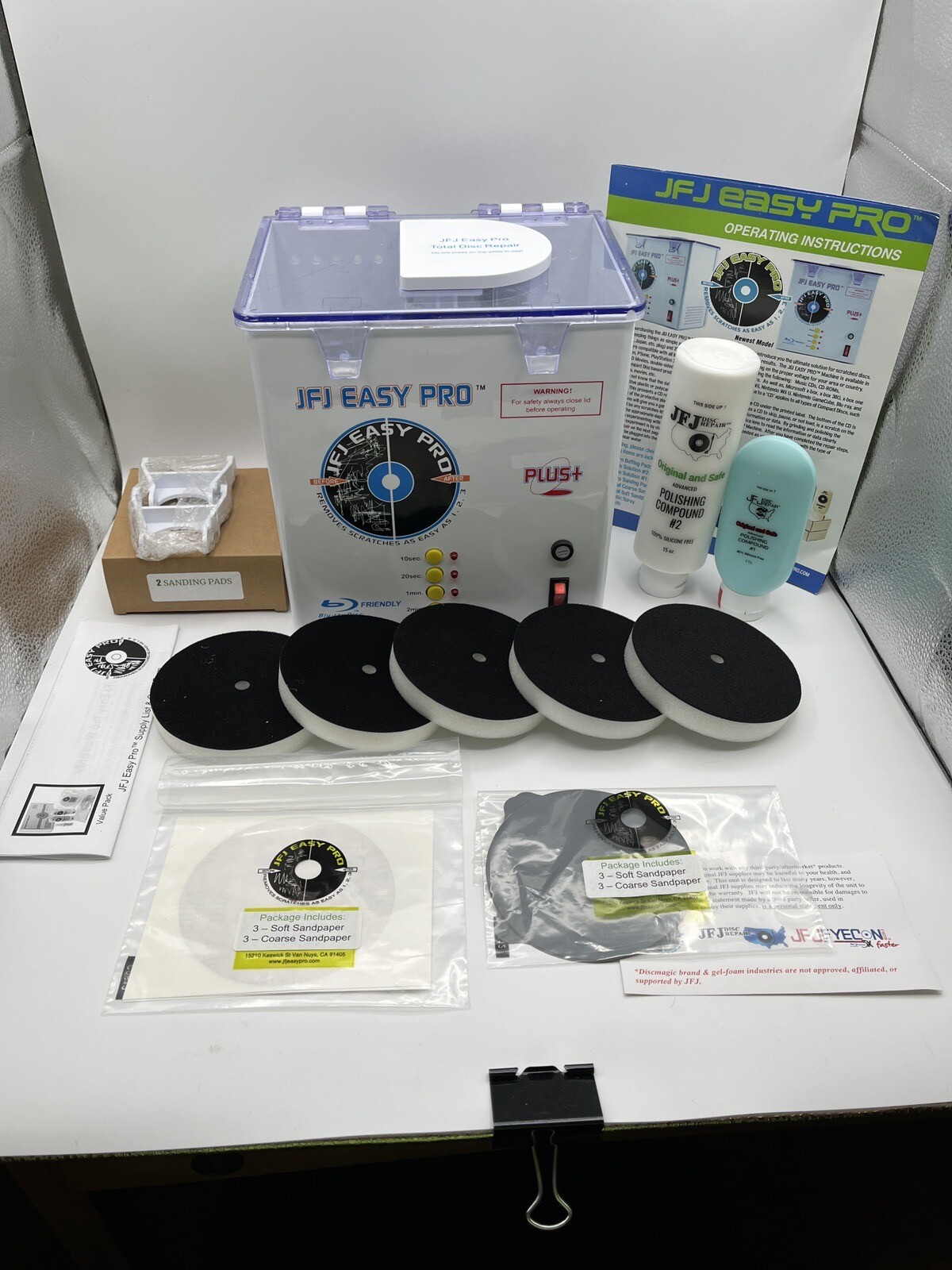 JFJ Easy Pro Disc Cleaner And Repair System with Supplies, Works Great