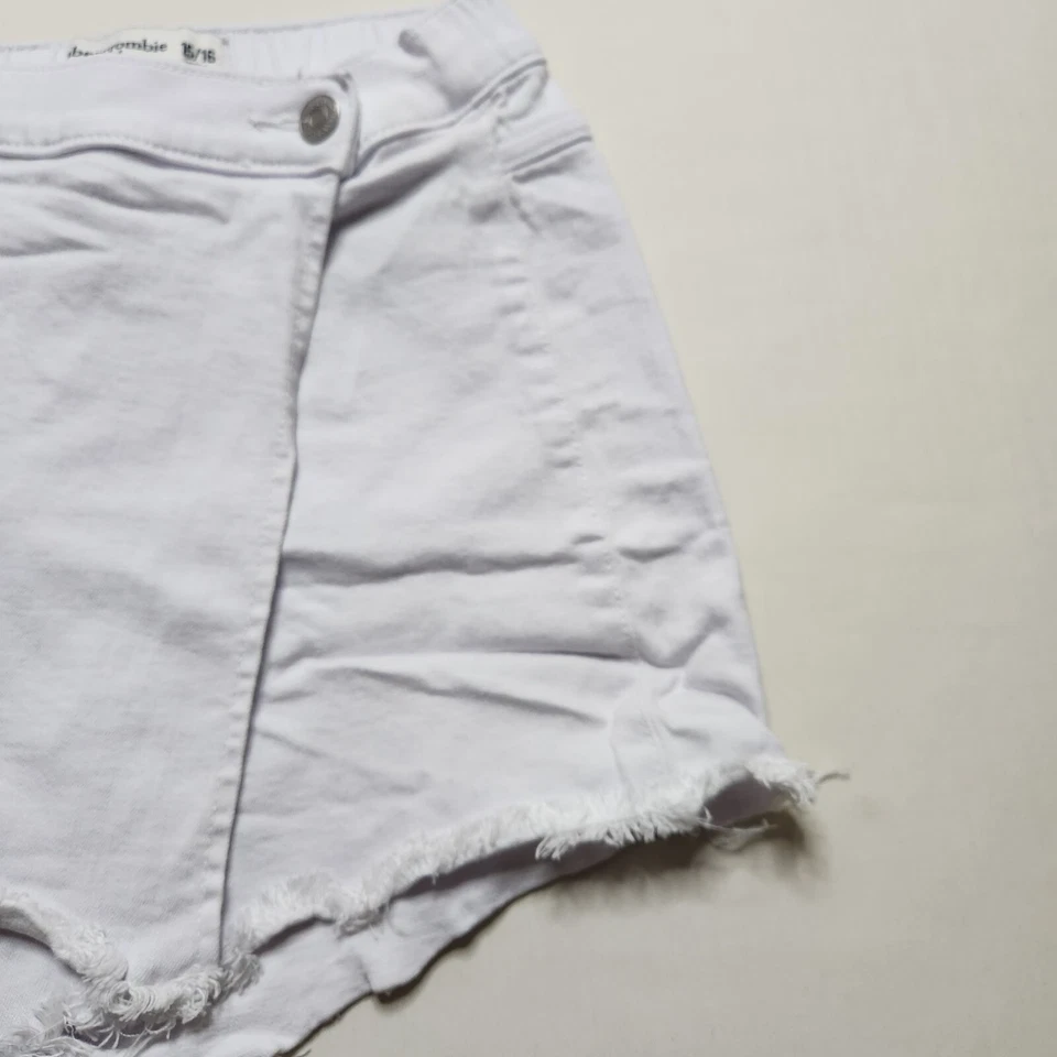 Abercrombie & Fitch Kids Wrap Denim Skort Raw Hem Girls Size 15/16 White N6 - Image 2 of 4