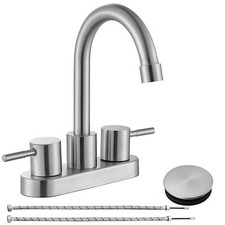 4inch Centerset Bathroom Sink Faucet 3 Holes Basin Vanity Mixer Brushed Nickel