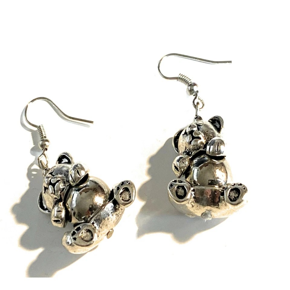 Orecchini donna di turchese con pietre dure in argento ciondolo orso scimmia da - Immagine 4 di 4