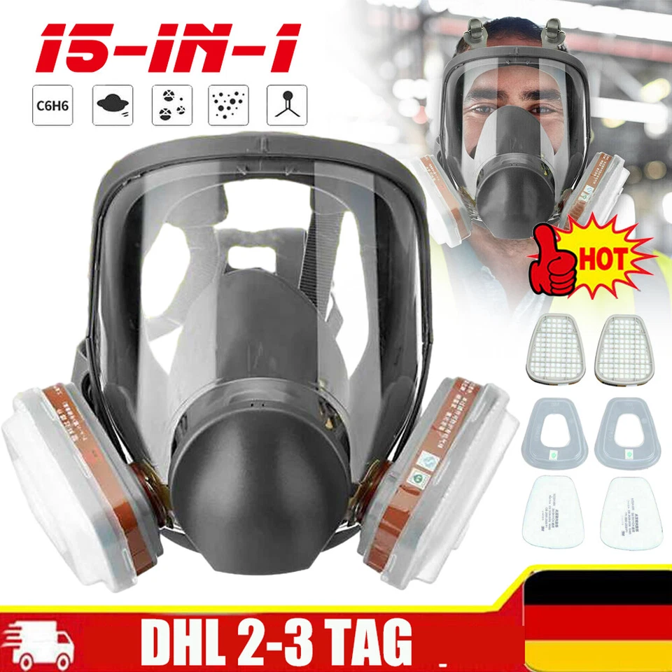 6800 15in1 Lackiermaske Atemschutz Vollmasken Gasabdeckung Staubmaske Gasmaske - Bild 2 von 4