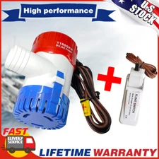 1100GPH 12V Automatic Submersible Boat Bilge Water Pump Auto with Float Switch