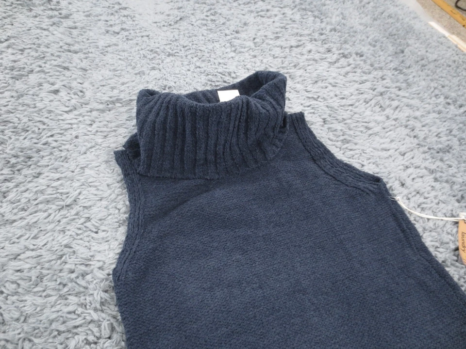 Suéter de Lavandería Hippie Para Mujer S Azul Poliéster Pila Alta Polar Cuello Alto Chaleco Foto 3 de 4