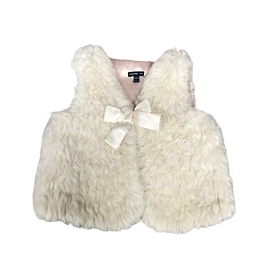 Baby GAP Factory Ivory Frost Faux Fux Vest Shrug Bow Youth Girl's