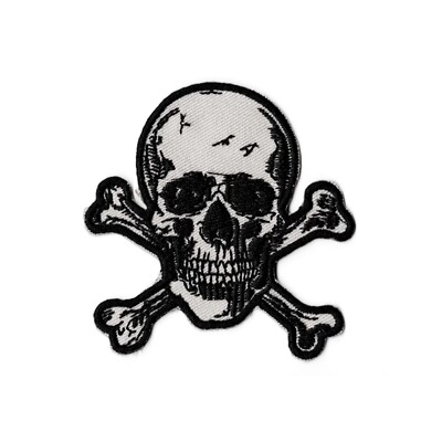 Skull and Crossbones Jolly Roger Embroidered Iron-On Patch | eBay
