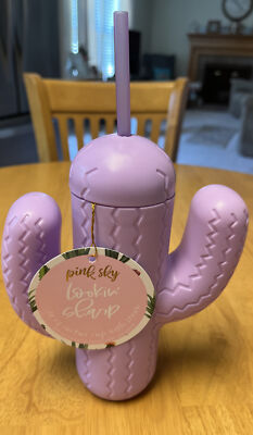 Pink Sky ~ Lookin' Sharp 21oz Cactus Cup w/Straw, Purple NWT