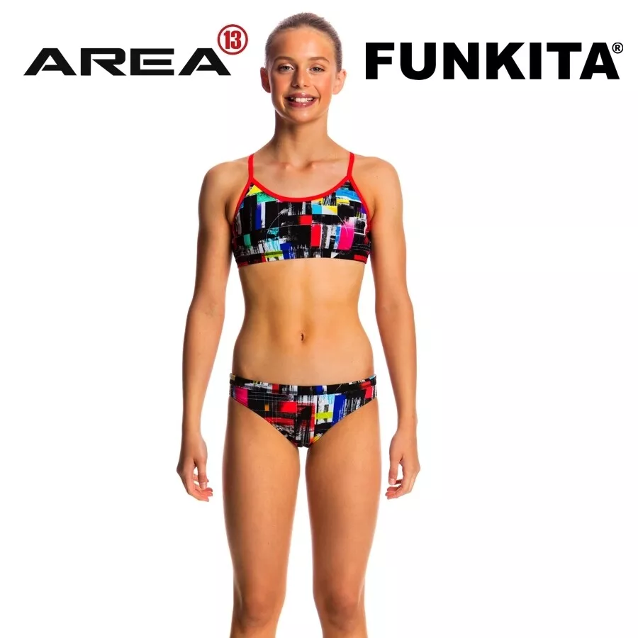 FUNKITA TEST SIGNAL GIRLS RACERBACK TWO PIECE , GIRLS TWO PIECE SWIMWEAR,  FUNKIT