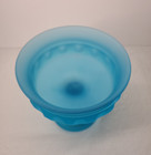 Indiana Glass Kings Crown Compote Candy Dish Frosted Turquoise Blue Satin Mist — photo 2