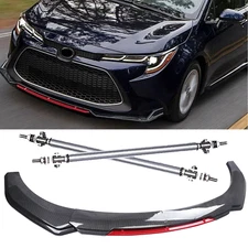 Front Bumper Lip Spoiler Splitter Strut Rods Carbon Fiber For Toyota Corollab
