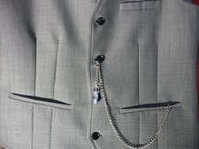 Single albert silver plated blue white Crystal stone pocket watch chain fob
