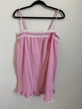 Victoria  s Secret Coquette Pink Ruffle Lace Bow Chemise Nightgown Dress Size M