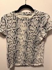 PAM & GELA Snake Print Cotton Short Sleeve Crew Neck Pullover T-Shirt Size P