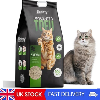 Tofu klumpendes Katzenstreu 10L - unparfümiert, umweltfreundlich, natürlich & staubfrei -