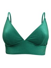 Vince Camuto Women's Ribbed Plunge Swim Top Separates Swimsuit L, Conifer 
