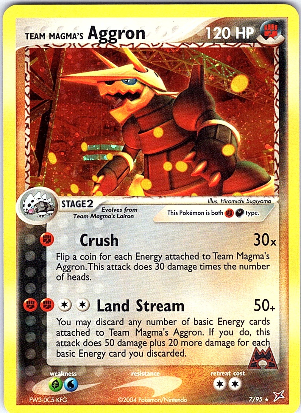 Team Magma's Aggron Reverse Holo Holo Rare Team Magma vs Team Aqua 7/95 NM