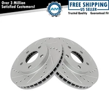 Performance Brake Rotor Drilled Slotted Front Coated Pair for Chevy