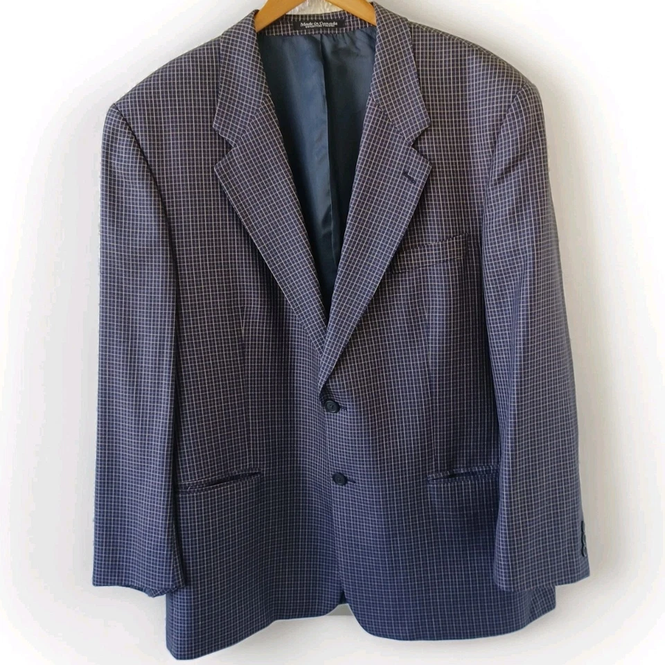 Blazer a cuadros Brandini Le Collezioni para hombre mezcla de lana y seda 46R Foto 2 de 4