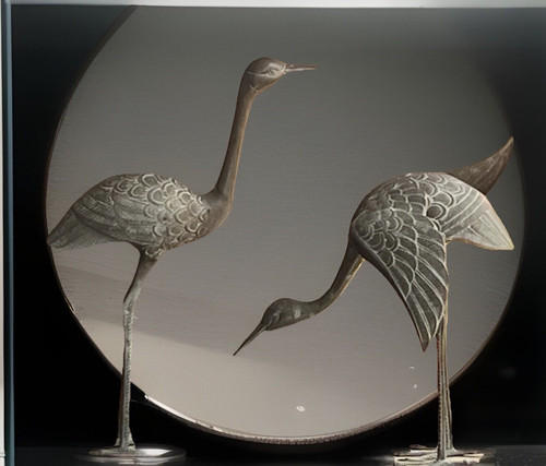 Brass Pair Of Crains 24” Tall - Picture 1 of 15