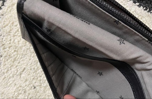Diesel Hombres Cartera de Cuero Negra 19x2x10cm Ligeramente Desgastada Lujo Compacta ITA - Imagen 10 de 10
