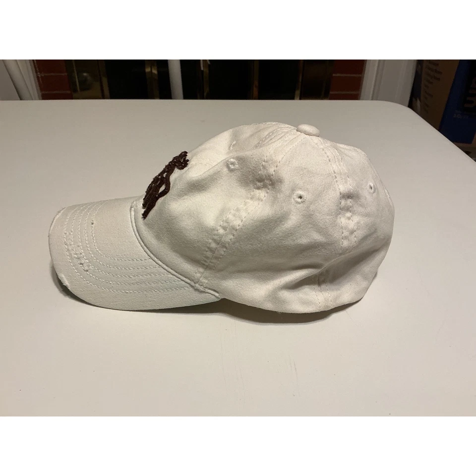 De Colección Y2K Abercrombie Blanco Envejecido Alce Grande Bordado Sombrero Talla Única Foto 3 de 4