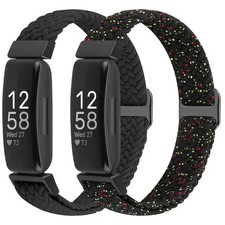 Puhuite Elastic Braided Watch Band Compatible with Fitbit Inspire 3/Inspire 2...