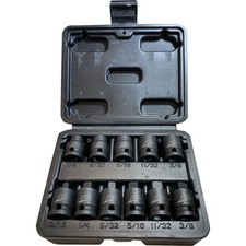 11 Pc. 3/8" Dr. 4 Point SAE Pipe Plug  Socket Set 2811 ATD Metal Sockets,