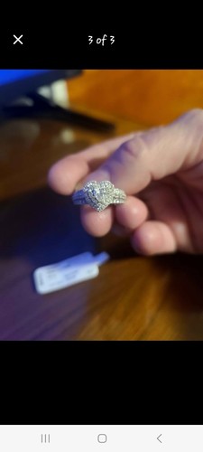 Brilliance Fine Jewelry 10K Two-Tone Heart Halo Diamond Ring Sz 7 CTW
