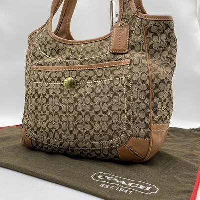 Coach Tote Bag, Brown Canvas, Signature Ergo 10774