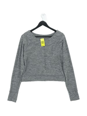 Lagenlook 8 Damen Top L Grau Polyester mit Elasthan Langarm Rundhals Basic