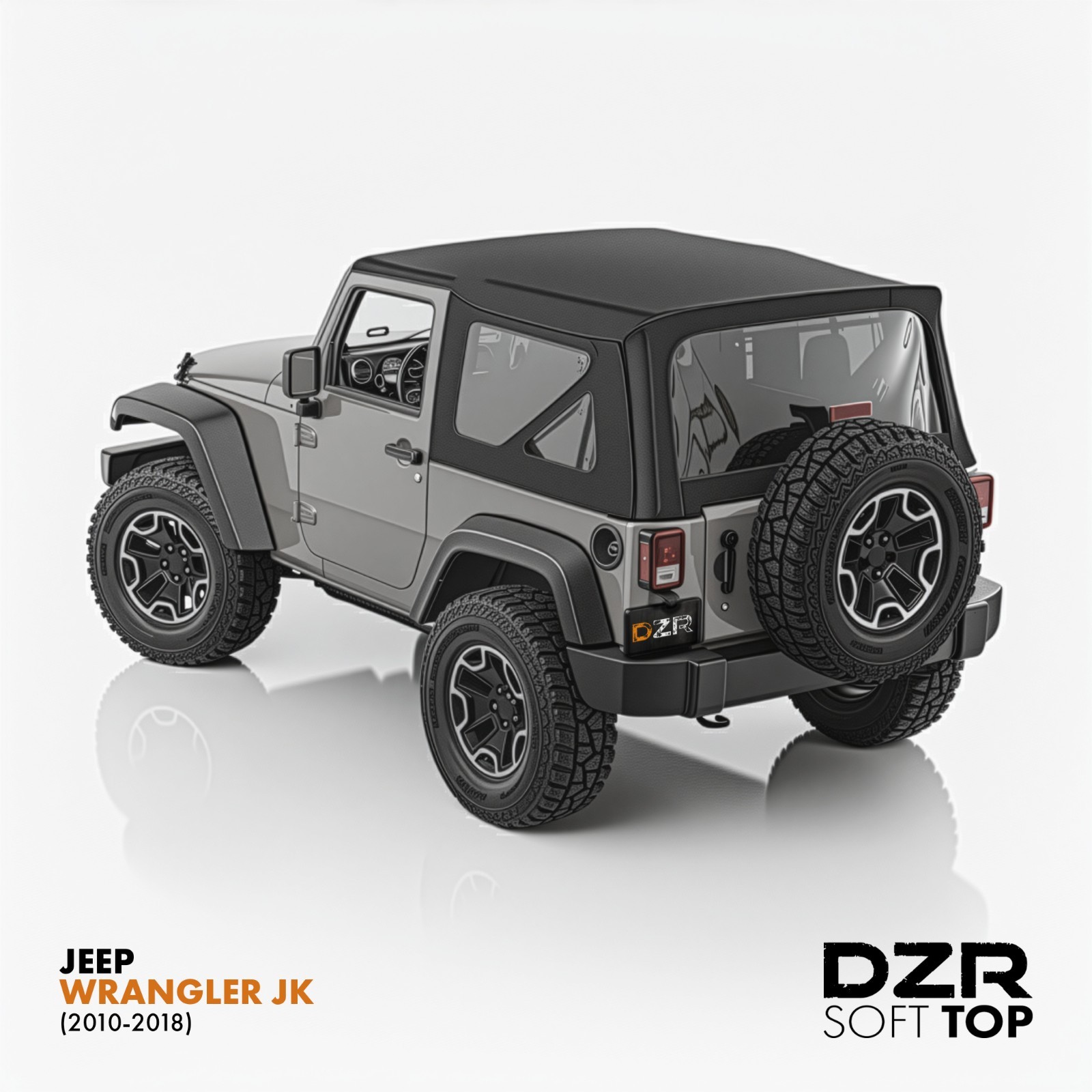 Bâche Jeep Wrangler JK 2010-2018 à 2 portes - Capote DZR noire avec vitres claires