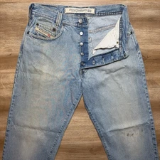 Diesel Jeans Men 30x32 Blue Saddle Loose Tapered Leg Dirty Wash Italy (Tag 32)