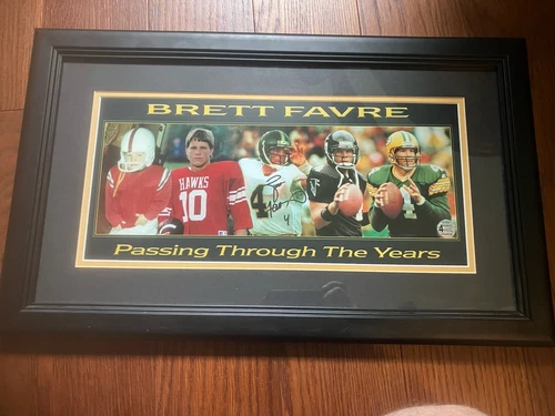 Brett Favre Signed “Passing Through the Years” Framed Photo W/ COA 22x13