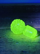 Bouchon de Carafe Ancien en Ouraline Verre Jaune Uranium Fluorescent