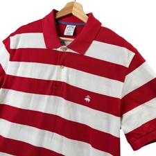 Brooks Brothers 346 Mens XL Slim Fit Performance Polo Shirt Red White Striped