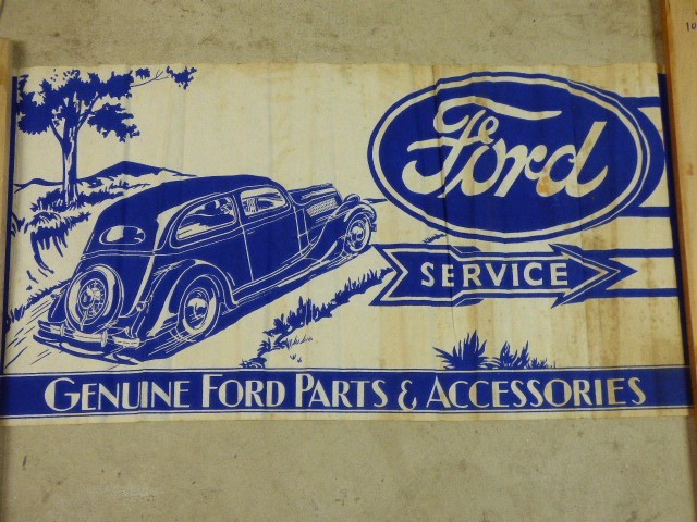 large 1930's Ford original DEALER SHOWROOM WINDOW BANNER No Reserve 37" x 20"