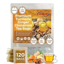 120 Bags Turmeric Ginger Cinnamon Herbal Tea Bags Caffeine Free Digestion Blend