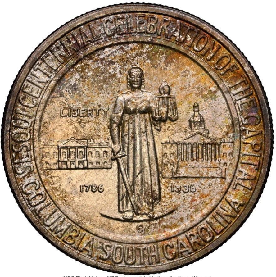 1936-S Columbia Silver Commemorative Half Dollar - NGC MS 67 - Unreal Toning  - Image 2 of 4