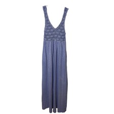 Aerie Blue Crochet Top Maxi Tank Dress w Pockets Size XS